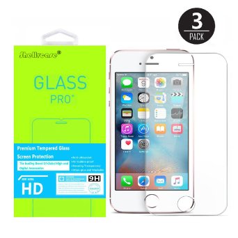iPhone SE Screen Protector, Shellvcase® Premium Tempered Glass Screen Protector Film for iPhone SE 5S 5 5C 5SE (iSE(3pack))