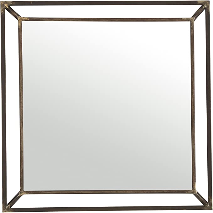 Amazon Brand – Rivet Beveled Metal Mirror, 24"H, Iron Finish