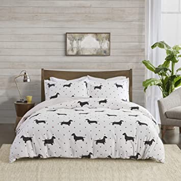 True North by Sleep Philosophy Cozy Flannel Duvet Cover 100% Cotton Flannel Novel Adorable Animal Print, All Season Comforter Cover Bedding Set with Sham, Twin/Twin XL, Olivia Dog 2 Piece