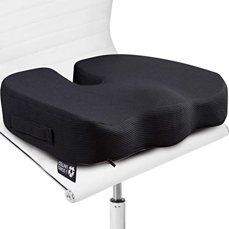 Seat Cushion Pillow for Office Chair - 100% Memory Foam - Firm Coccyx Pad - for Adults 150-220 lbs - Tailbone, Sciatica, Lower Back Pain Relief - Posture Corrector for Car, Wheelchair, Desk