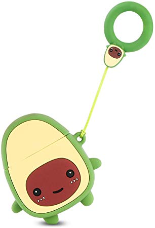 Bqmte Avocado Silicone Case Compatible for Airpods 1&2, Cute 3D Funny Character Soft Kawaii Fun Cool Keychain Cover Skin for AirPods Wireless Charging (Smile Avocado)