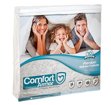 Mattress Cover Twin XL Size by COMFORT ARMOR - Waterproof Mattress Protector - Protect your Mattress against Bedbugs, Dust Mites and Spills - Hypoallergenic and Breathable Vinyl Free Mattress Pad