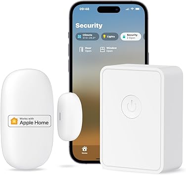 Meross Smart WiFi Door & Window Sensor Kit, Support Apple HomeKit, Alexa, SmartThings for Burglar Alert, 328ft Range, Home Automation, Security & Kid Safety, 2.4GHz WiFi Only, Meross Hub Included