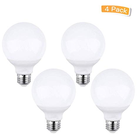LXcom G25 Led Bulbs 5W Globe Light Bulbs(4 Pack)- E26/E27 Base G80 40W Incandescent Bulb Equivalent 3000K Warm White for Bathrooms Makeup Vanity Mirror Lamp,AC85V-265V