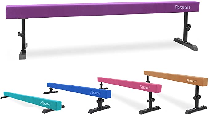 FBSPORT 8ft Adjustable Balance Beam: High and Low Floor Beam Gymnastics  Equipment for Kids/Adults,Gymnastics Beam for Training,Practice, Physical