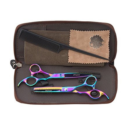 Affei Hair Cutting Thinning Scissors Professional Hairdressing Shears Haircutting Fixer Barber Scissors Set(6.0inch Colorful)