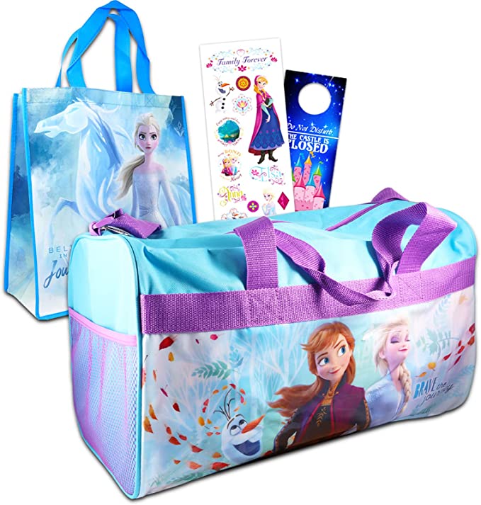 Disney Frozen Duffle Bag Set - Bundle with Frozen Duffle Bag, Stickers, More | Frozen Sleepover Set