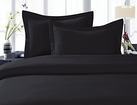 Elegant Comfort 3 Piece 1500 Thread Count Luxury Silky Soft Egyptian Quality Coziest Sheet Set, Twin/Twin X-Large, Black