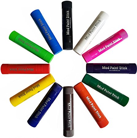 Mod Paint Sticks - Solid Tempera Paint Markers for all ages, 12 vibrant colors, non-toxic and washable