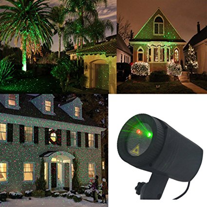 2 Color Motion Laser Christmas Lights Projector with IR Remote,SUNYAO Outdoor Garden Laser Lights Moving RG Stars Show for Christmas (Red and Green Motion)