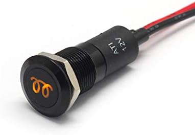 Alpinetech PLB12MS 12mm 1/2" 12V LED Metal Signal Indicator Pilot Dash Light (Glow Plug Warning)