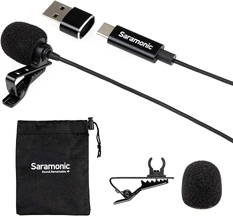 Saramonic Professional Lavalier Microphone for Android and iOS Devices with USB-C and Computers with USB or USB-C for Vlogging, Interviews, YouTube, TikTok, Streaming (LAVMICRO-U), 6.6 Feet