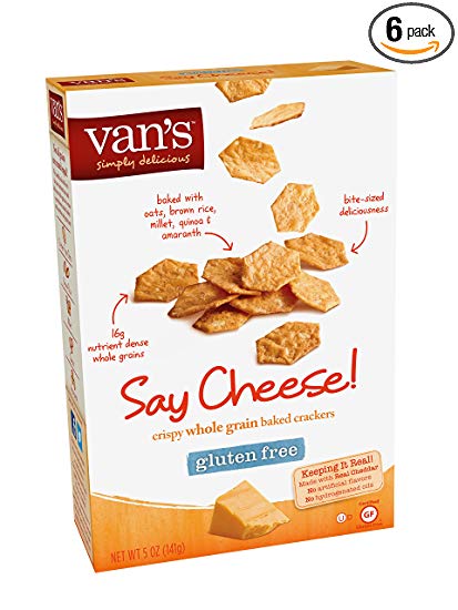 Van's Simply Delicious Gluten-Free Crackers, Say Cheese!, 5 oz. (Pack of 6)