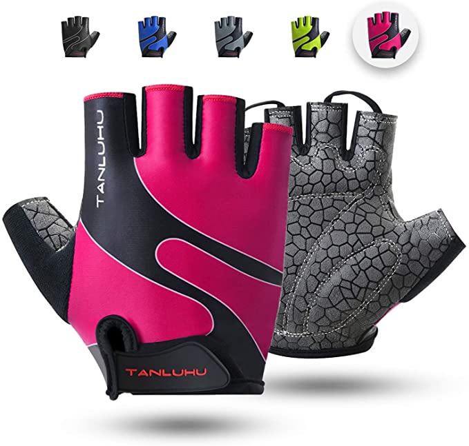 Tanluhu Cycling Gloves Mountain Bike Gloves Half Finger Road Racing Riding Gloves with Light Anti-Slip Shock-Absorbing Biking Gloves for Men and Women