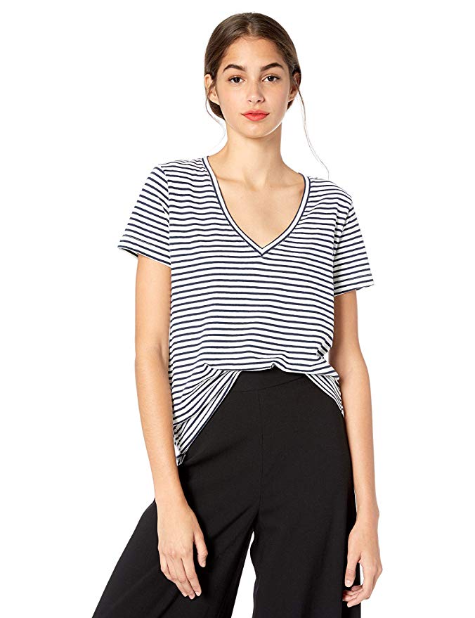 Lucky Brand Women's V-Neck Stripe Pocket Tee