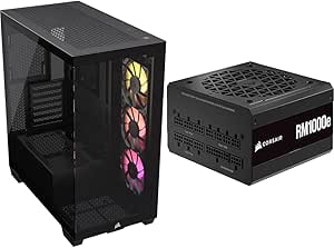 CORSAIR 3500X ARGB Mid-Tower ATX PC Case   CORSAIR RM1000e Fully Modular ATX Power Supply - Black