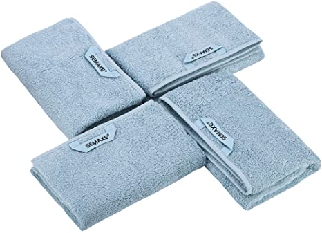 SEMAXE Towel Hand Towels for Bathroom, Absorbent and Soft Long-Staple Cotton Hand Towel Set,Hotel & Spa Quality Towels (Blue, 4 Hand Towels)