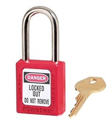 Government Safety Lockout Padlock, Zenex, 1 1/2 inch, Red, 1 Key