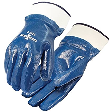 Galeton Blue Steel Nitrile Coated Gloves Smooth Finish Safety Cuff 12 Pack 5923