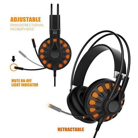 Somic G932 Virtual 7.1 Surround Sound Gaming Headset for PC,Compatible with PS4 and Laptop,Mic and Led Lights,USB plug