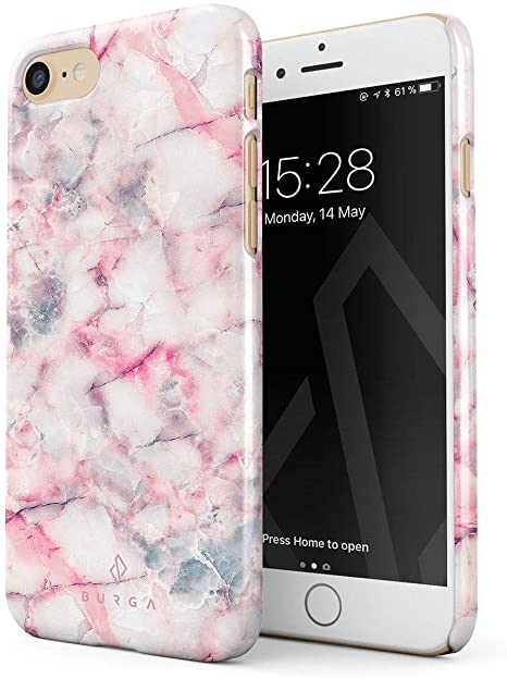 BURGA Phone Case Compatible with iPhone 7/8 - Raspberry Jam Pink Candy Marble Cute Case for Girls Thin Design Durable Hard Plastic Protective Case