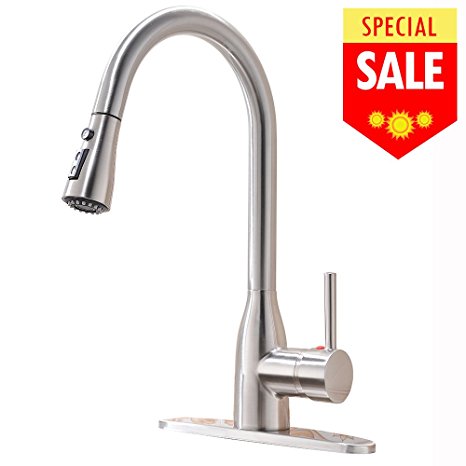 VESLA HOME Single Handle Pull Down Sprayer Stainless Steel Kitchen Sink Faucet,Kitchen Faucets with Deck Plate