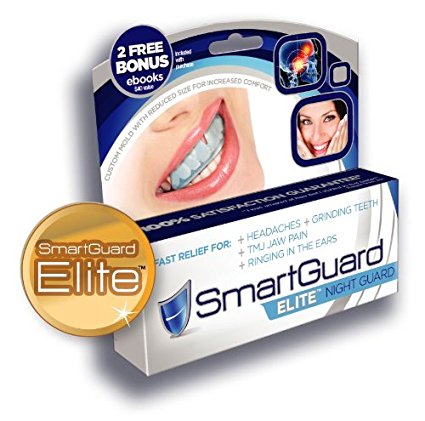 SmartGuard ELITE Night Guard-Designed by a TMJ Dentist-Dental night time mouth guard-For relief of grinding symptoms-For Large and small-Hot water Custom fit at home grinding teeth bite splint-Bruxism appliance-100% Guarantee even if your dog Eats it!