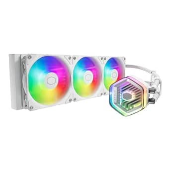 Cooler Master MasterLiquid 360 Atmos White ARGB Close-Loop AIO Liquid Cooler, Customize Pump, Sickleflow Edge PWM Fans, 360mm Radiator, CryoFuze, AMD Ryzen AM5/AM4, Intel LGA1700/1851