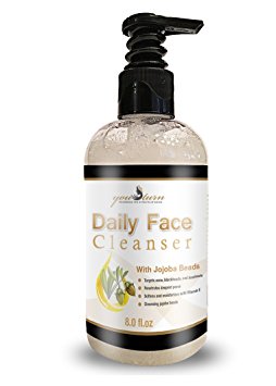 YouTurn Daily Face Wash and Cleanser For Men and Women That Helps Rid Acne, Blemishes, and Blackheads - Natural Facial Wash with Jojoba Beads is Gentle For Sensitive Skin - 8floz