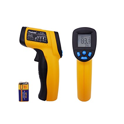 Thsinde laser temperature gun Non-Contact Digital Infrared Thermometer with Laser Targeting EMS Adjustable,Temperature range from -50 to 380°C (-58 to 716°F). (Yellow)