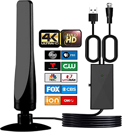 Antier Amplified Indoor Outdoor Digital Tv Antenna – Powerful Best Amplifier Signal Booster up to 270  Miles Range Support 8K 4K Full HD Smart and Older Tvs with 16.4ft Coaxial Cable [2023 Release]