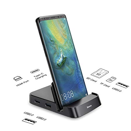 Samsung Docking Station, Baseus USB Type C HUB Docking Station for Samsung Galaxy S10/S9/S8/S10 /S9  Note 9/8 Dex Station USB-C to HDMI Dock Power Adapter for Huawei P30 P20 Pro, Mate 10 and More