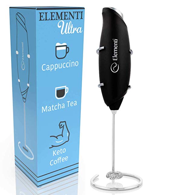 Milk Frother Handheld Drink Mixer Coffee Frother - Electric Milk Frother for Bulletproof Coffee & MCT Oil, Matcha Whisk, Latte Frother, Milk Foamer, Electric Frother Battery Operated Handheld Blender