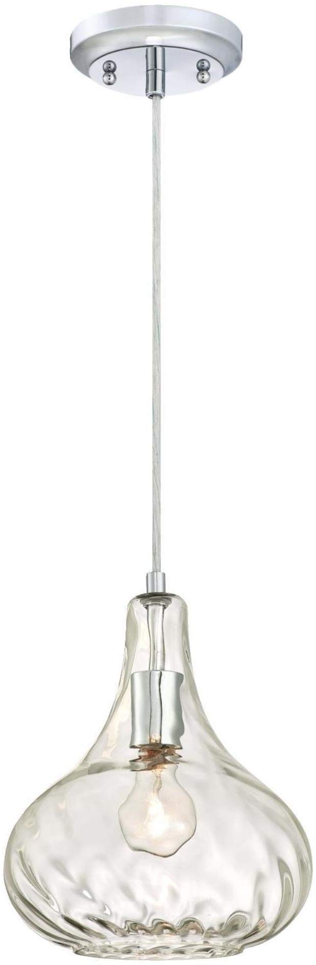 Westinghouse Lighting 6328700 One-Light Indoor Pendant, Chrome Finish with Clear Hammered Glass