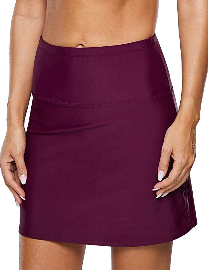 Hilor Women's High Waisted Swim Bottom Swim Skirt Skort Bikini Bottom Tankini Swimsuit