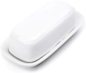 Fox Run Butter Dish, White Stoneware