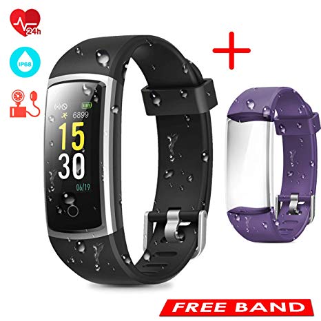 CHEREEKI Fitness Tracker, Heart Rate Monitor Activity Tracker with Blood Pressure Sleep Monitor 14 Sports Tracking, Color Screen IP68 Waterproof, Fitness Watch Step Calorie Counter
