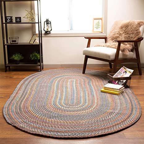 Super Area Rugs Tribeca Premium Wool Braided Rug, Blue Green Mix, 3' X 5'