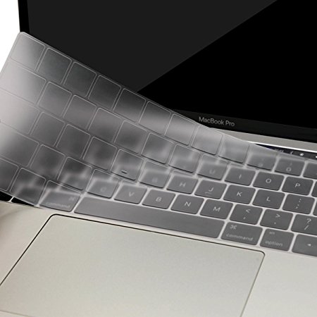 Mosiso Keyboard Cover for Touch Bar Models Newest Version MacBook Pro 13 A1706 & MacBook Pro 15 A1707 (2017 & 2016) with Touch ID, Clear