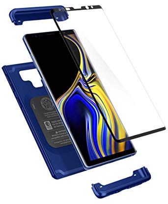 Spigen Thin Fit 360 Galaxy Note 9 Case with Exact Slim Full Protection and Tempered Glass Galaxy Note 9 Screen Protector (2018) - Ocean Blue