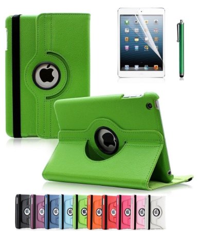ShopNY Case - Apple iPad Mini Case - 360 Degree Rotating Stand Case Cover with Auto Sleep / Wake Feature for iPad mini (10 Colors) (Green)
