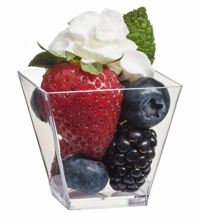 Zappy Elegant Square Mini Cube 2oz Clear Tasting Sample Shot Glasses 40 Ct Dessert Cups