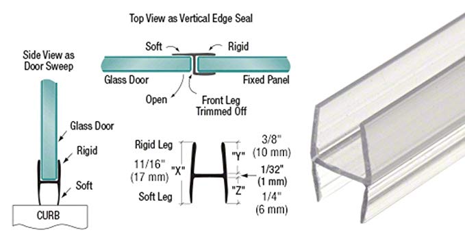 CRL Multi-Purpose "H" Wipe for 3/8" Glass - 98 in long