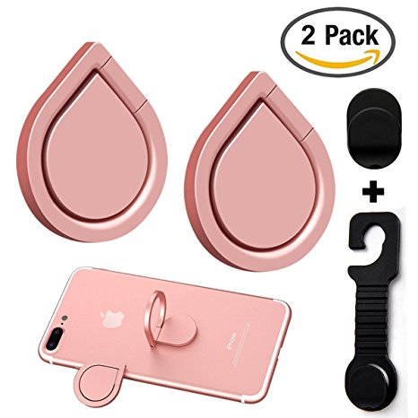 Phone Ring Holder & Stand - Universal Finger Grip Stand Holder Ring - Car Mount Phone Ring Grip for iPhone / Samsung / Galaxy / iPad / Phone Case (Rose gold / Water Droplets)