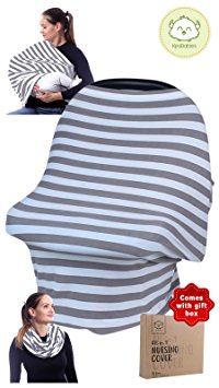 Baby Carseat Canopy Cover - Infant Car Seat Poncho - Breastfeeding Nursing Cover Ponchos - All-In-One Multi Covers - Newborn Carseat Canopies, High Seat Covers, Stroller, Crib, Shopping Cart Cover