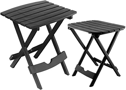 Adams Manufacturing 8592-02-3730 Quik-Fold Side Table & Tag-Along Table Bundle, Black