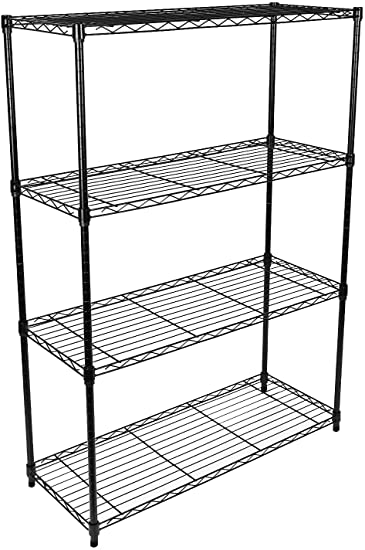 Heavy Duty 4-Shelf Shelving Unit with Wheel and Adjustable Feet, 36''(L) x14''(W) x54''(H), Black-4 Tier