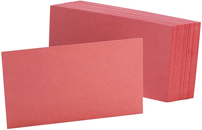 Oxford Blank Color Index Cards, 3" x 5", Cherry, 100 Per Pack (7320 CHE)