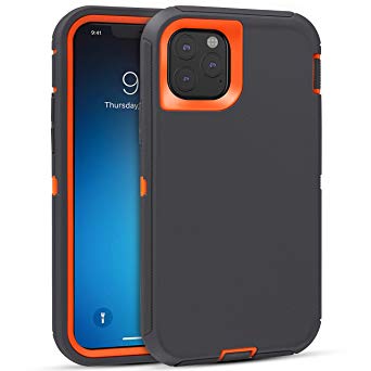 FOGEEK Case for iPhone 11 Pro Max, iPhone XI Pro Max Case, Heavy Duty Rugged Case, Full Body Protective Cover [Shockproof] Compatible for iPhone 11 Pro Max 2019 [6.5 Inch] (Dark Grey/Orange)