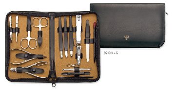 THREE SWORDS - Exclusive 16-Piece MANICURE - PEDICURE - GROOMING - NAIL CARE set  kit  case - Made in Solingen  Germany 921000